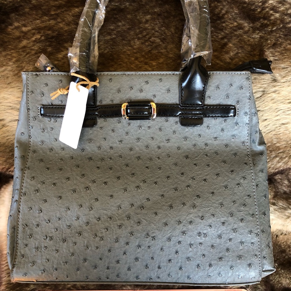 Faux Ostrich Handbag